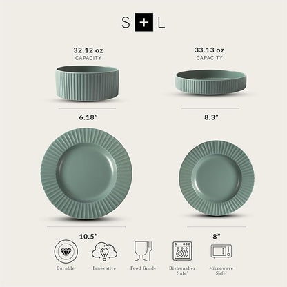 Christian Siriano Lusso 32-Piece Dinnerware Set Stoneware, Stone