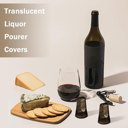 Chengu 36 Pieces Liquor Bottle Covers Pour Spout Covers Bar Toppers for Bottles Universal Pour Dispenser Dust Translucent Silicone Rubber Spout Caps for Bar Home Kitchen Tools Supplies (Black)