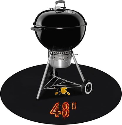 Fire Pit Mat,48-Inch Round Grill Mat for Outdoor Grill – Fire-Resistant, Waterproof & Oil-Proof Deck and Patio Protector