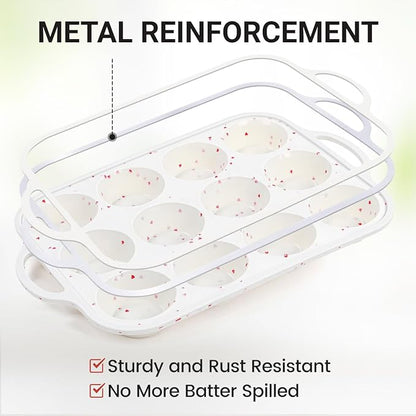 Silicone Muffin Pans for Baking, Metal Reinforced Frame Regular 24 Cups & Mini 12 Cups Cupcake Pan Nonstick Muffin Pan for Homemade Baking Easy to Handle