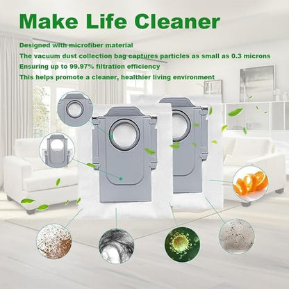 16 Pack Dust Bags Compatible with Roborock Q Revo Robot, Qrevo MaxV, S8 Max Ultra, S8 MaxV Ultra, QV 35A, Qrevo S5V, QV35S, Saros 10, 10R, Z70, S5X, Qrevo Edge S5A Robot Vacuum, 2.7L Large Capacity