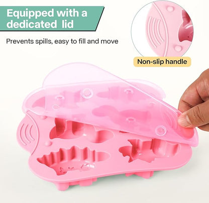 2-Pack Silicone Dinosaur Mold, Multi-Purpose Dinosaur Jello Molds Silicone for Kids, Perfect Dinosaur Soap Mold, Dinosaur Baking & Crafting Tool for Chocolate, Candy, Jello, Ice Cubes