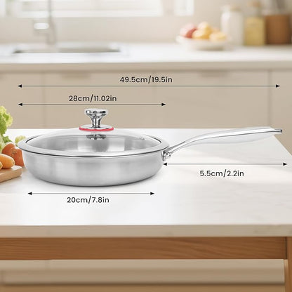 Titanium Hammered Pan Pro with Lid - 11.02 Inch Titanium Non Stick Frying Pan | Scratch-Resistant, Even Heating Cookware for All Stovetops (11in-With Lid)
