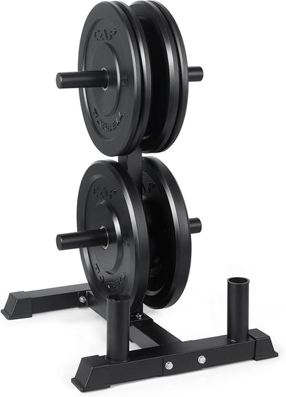 CAP Barbell 2-Inch Olympic Bumper Plate Weight Set with 6 Post Rack | 100-370 lbs | Multiple Options