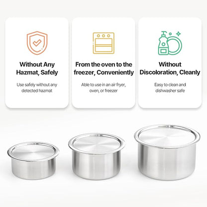CaKE 5PCS Stainless Steel Food Storage Containers With Lids 5PCS Canister Set Kitchen Appliances Dishwasher Safe Premium South Korea