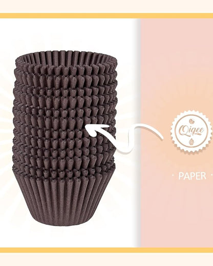 qiqee 300 Count Jumbo Cupcake Liners Coffee Muffin Liners Food Grade Jumbo Size Baking Cups Paper No Smells（Large Size）