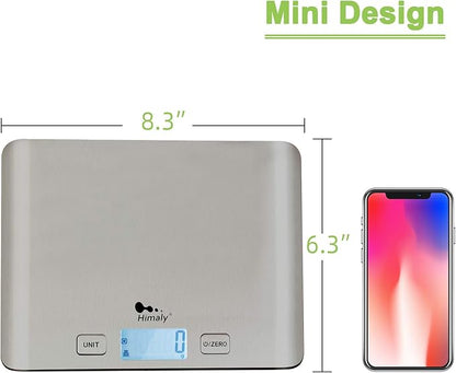 Food Kitchen Scale, Digital Grams and Oz for Cooking, Baking, and Weight Loss, Multifunction Food Meat Scale with LCD Display（Stainless Steel）