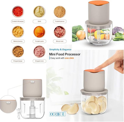 Wireless Electric Food Processor，600ML Electric Food Chopper For Meat,Onions,vegetables,Garlic,Complementary Food, Meat Chopper Blender