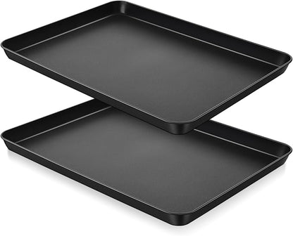 P&P CHEF 16 Inch Baking Cookie Sheet Pan, Carbon Steel Oven Tray, Non Stick Bakeware for Cooking Baking Bread Meat Vegetables, Sturdy & Healthy, Easy Clean, 2Pcs