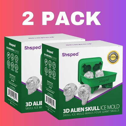 SHAPED 2-PACK 3D Ancient Alien Ice Mold Trays, Flexible Silicone Alien Figure Makers for Ice Cubes, Soaps, Chocolates, DIY Figures, Cookies, Resin Models