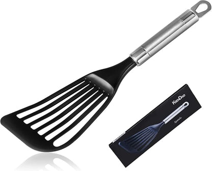 KSENDALO Thin Kitchen Spatula Turner for Egg,Fish, Slotted Flexible Plastic Spatula for Nonstick Cookware, Idea Kitchen Utensil for Egg, Bacon, Fish, Pancakes