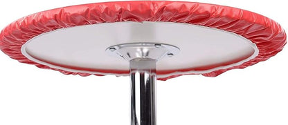 Yourtablecloth Heavy Duty Vinyl Round Fitted Tablecloth (Table Cover) with Flannel Backing Vibrant Colors Elasticized Tablecloth Great for Indoor and Outdoor Dining and Playing Cards 54” Ruby Red