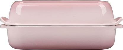 Enameled Cast Iron Loaf Pan with Lid, Dutch Oven Bread pan for Homemade Sourdough Bread Baking, 12.5x5.5 inch, 5qt, Pink
