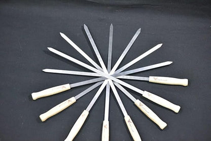 G & F Products Brazilian BBQ Skewers 16 Piece Set Stainless Steel Kabob Sticks 17-Inch Flat Blade with Hardwood Handles Reusable Commercial Grade for Grilling Meat Kebab and Outdoor Cooking