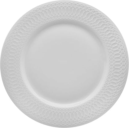 Mikasa Levi 40 Piece Bone China Dinnerware Set, Embossed Plates Bowls, Chip-Resistant, Lightweight, Elegant and Durable, Service for 8, White