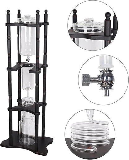 Cold Drip Coffee Maker, 2000ml Large Capacity Glass Dutch Coffee Dripper Ice Drip Coffee Tower w/Stable Base for Commercial Office