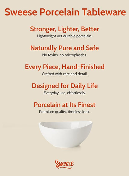 Sweese 10 oz Small White Porcelain Bowls - Set of 6 Dessert, Ice Cream, Snack & Yogurt Bowls, Ceramic Serving Bowls for Rice or Soup