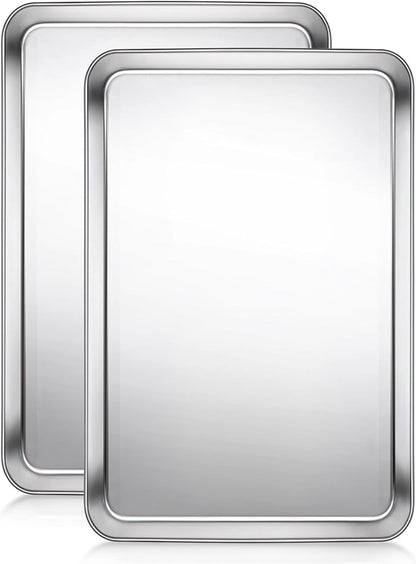 Baking Sheet, Cookie Sheet, Stainless Steel Baking Pan, 2 Piece-17.3''x 12.3'' x 1'', Half Sheet Pan for Oven, Baking Tray for Baking&Roasting, Nonstick&Nontoxic&Easy Clean