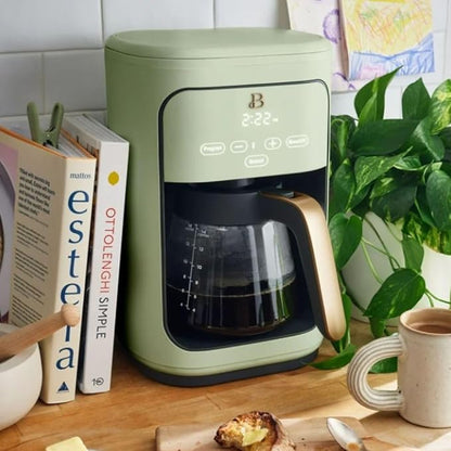 Beautiful 14-Cup Programmable Coffee Maker with Touch-Activated Display – Brew Hot Coffee Fast, Keep Warm & Auto-Pause (Sage Green)