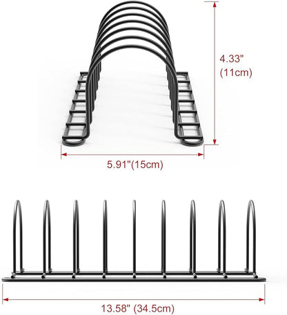JAQ Pot Lids Holder, 13.5" Metal Kitchenware Dividers Organizer Rack for Plates, Pans, Sheet Pan, Baking Sheets,Office Documents in Kitchen Cabinets Shelf Countertop Pantry (2-pack, Black)