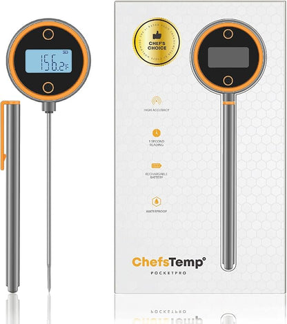 Pocket Pro 1-Second Instant Read Digital Meat Thermometer Rechargeable for Grilling, Food, BBQ, Kitchen Cooking, Oil Deep Frying & Candy (Iced Mango)