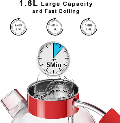 ASCOT Electric Kettle, 1.6L Stainless Steel, 1500W, Retro, Auto Shut-Off & Boil-Dry Protection