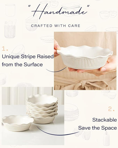 getstar Ceramic Mini Pie Pan Set of 6, Small Pie Dish for Baking, Non-Stick, Oven & Dishwasher Safe, Quiche Baking Dish, Pie Plate, Deep Dish Pie Pan (Stripes)
