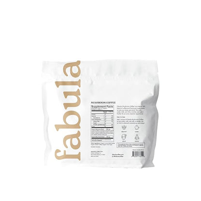 Fabula Instant Mushroom Coffee with Cordyceps, Reishi King Trumpet, Shiitake, Lion’s Mane, Turkey Tail, Organic Arabica Blend - Low Acid, Mold Free - 13 oz
