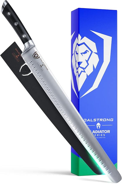 Dalstrong Extra-Long Slicing Knife - 14 inch - Gladiator Series Elite - Premium High Carbon German Steel - Black G10 Handle - Carving Knife Gift- Slicer, BBQ, Brisket - Sheath Included - NSF Certified