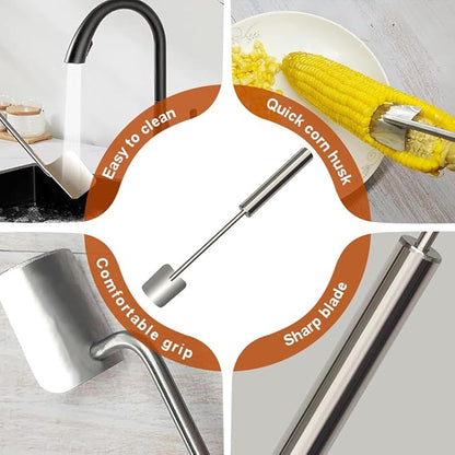 Easy Clean Stainless Steel Corn Peeler - New Corn Stripper for Home Kitchen & Restaurant Chef