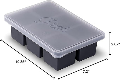 W&P Cup Cubes Silicone Freezer Tray with Lid, Charcoal, Makes 6 Perfect 1-Cup Portions, Freeze & Store Soup, Broth, Sauce, Leftovers, Dishwasher Safe