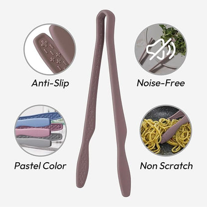 carrotez Silicone Tongs for Cooking, Anti-Slip,Non-Scratch Kitchen Tongs 9.5 inch Silicone Tongs 1Pack - Cocoa