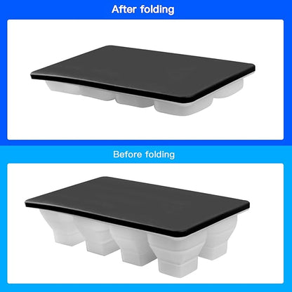 LONGFITE Collapsible Ice Cube Trays 2 Pack Silicone Foldable Folding Large Ice Cube Molds with Lid and Soft Bottom for Easy Release