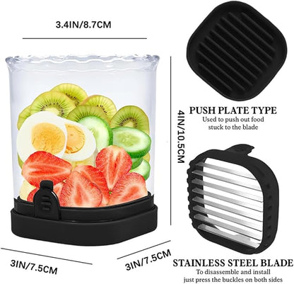 Strawberry Slicer, Fruit Slicer Cup with Push Plate, Grape Cutter Cup Slicers Kitchen Gadget for Egg Kiwi Banana Cucumber, Strawberry Slicers Cutter Tool for Fruits Vegetables (Yellow, One Size)