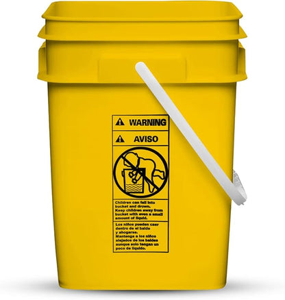 House Naturals 4 Gallon Square Food Grade Bucket Pail with Plastic Handles and Lid (Pack of 3) Made in USA containers (Yellow)