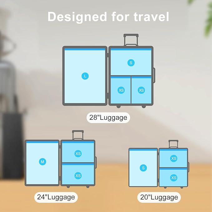 Vacuum Travel Bags Combo 6 Pack - Space Saver Vacuum Storage Bags for Clothing, Blankets, Pillows - Travel Essentials