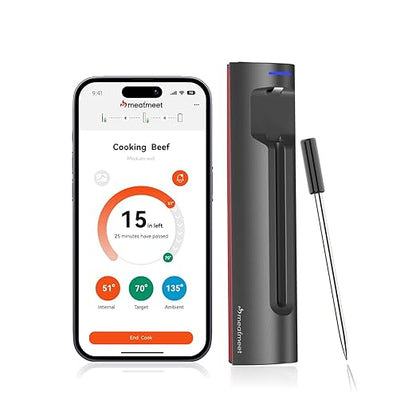WiFi Meat Thermometer | Long-Range Wireless Probe for Oven, Grill, Air Fryer, BBQ | Smart APP | Dual Sensors | IP67 Waterproof