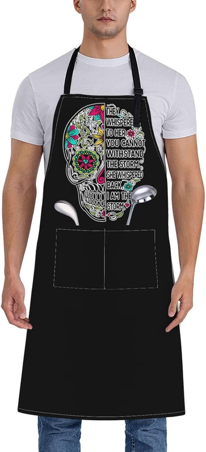 Men Women Apron, Adjustable Neck with 2 Pockets - Chef Apron for Cooking - Mom Dad Gift for Christmas, Birthday