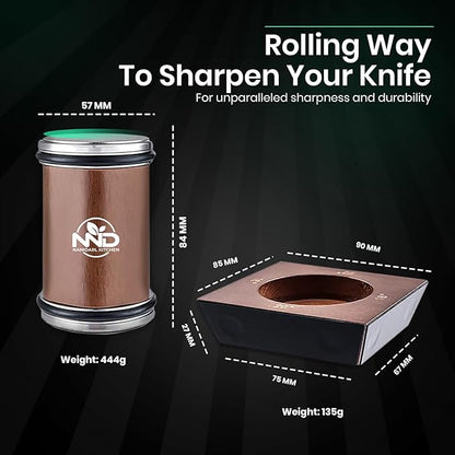 Upgraded Rolling Knife Sharpener Kit, Multi-Angle Adjustable Sharpening Tool with Diamond and Ceramic Discs, Knife Sharpener Roller for Kitchen, Knife Sharpening Made Easy