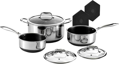 HexClad Hybrid Nonstick 22-Piece Cookware Set, 6Pc Pan Set, 6-Piece Pot Set with 2 Trivets, 10" Wok, 6-Piece Essential Knife Set, and Magnetic Knife Block