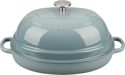 Enameled Oval Cast Iron Dutch Oven Pot with Lid, Bread Dutch Oven for Sourdough Bread Baking, 6QT, Seasalt