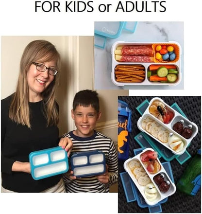 Mini Bento-Box Snack Boxes Set of 2 | Small Portion Lunch Containers for Kids Boys Girls Toddlers | BPA Free | Navy & Blue