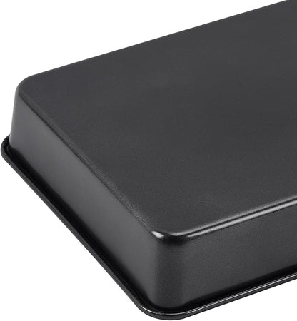 Nonstick Roasting Pan, Deep Baking Pan Set, Large Cake Pan Sets for Oven, 3-Piece Brownie Pan （Black）