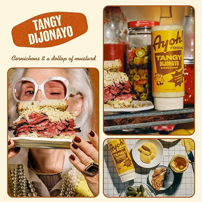 Ayoh Foods, Mayo Gone Wild, Made by Molly Baz - Easy to Squeeze, Perfect for; Sandwiches, Burgers, Fries, Nuggets, Wraps & Dips (1 Pack, Tangy Dijonayo)
