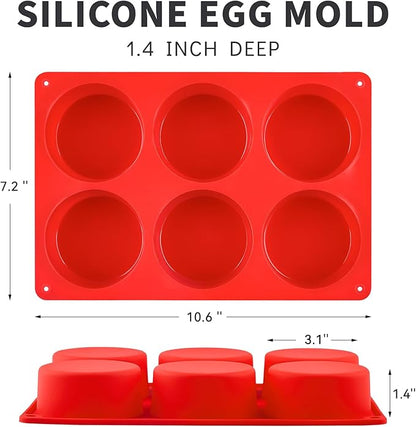 2 Pack Silicone Egg Bite Molds, Deep 3 Inch Non-Stick Round Silicone Baking Pans for Frittata, Breakfast Sandwiches, Muffins, Hamburger Buns, Cornbread