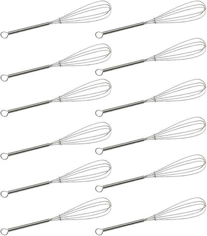 CHuangQi (Pack of 12) 7 inch Stainless Steel Whisk for Cooking, Blending, Whisking, Beating, Stirring, Balloon Whisk/Kitchen Whisk