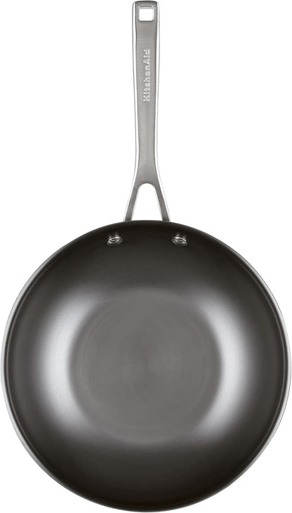 KitchenAid NITRO Carbon Steel Stir Fry Pan/Wok, Stainless Steel Handle, Compatible with All Cooktops, 10 Inch - Black