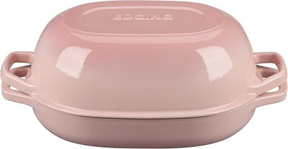 Enameled Cast Iron Oval Dutch Oven Pot with Lid, Dutch Oven for Sourdough Bread Baking, Oval Bread Pan, 7qt, Pink