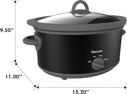 Kenmore 5 Quart Slow Cooker - Crock pot with Programmable Settings,Digital Controls, Large Capacity for Family Meals, Dishwasher-Safe Stoneware, Warm Rice & Sous Vide Stew