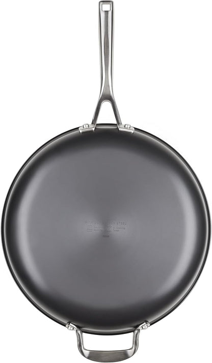 KitchenAid NITRO Carbon Steel Frying Pan/Skillet, Stainless Steel Handle, Compatible with All Cooktops, 12 Inch Fry Pan with Side Handle - Black